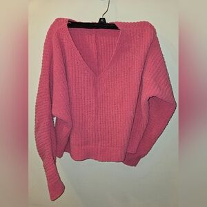 Pink V-Neck Women's Sweater